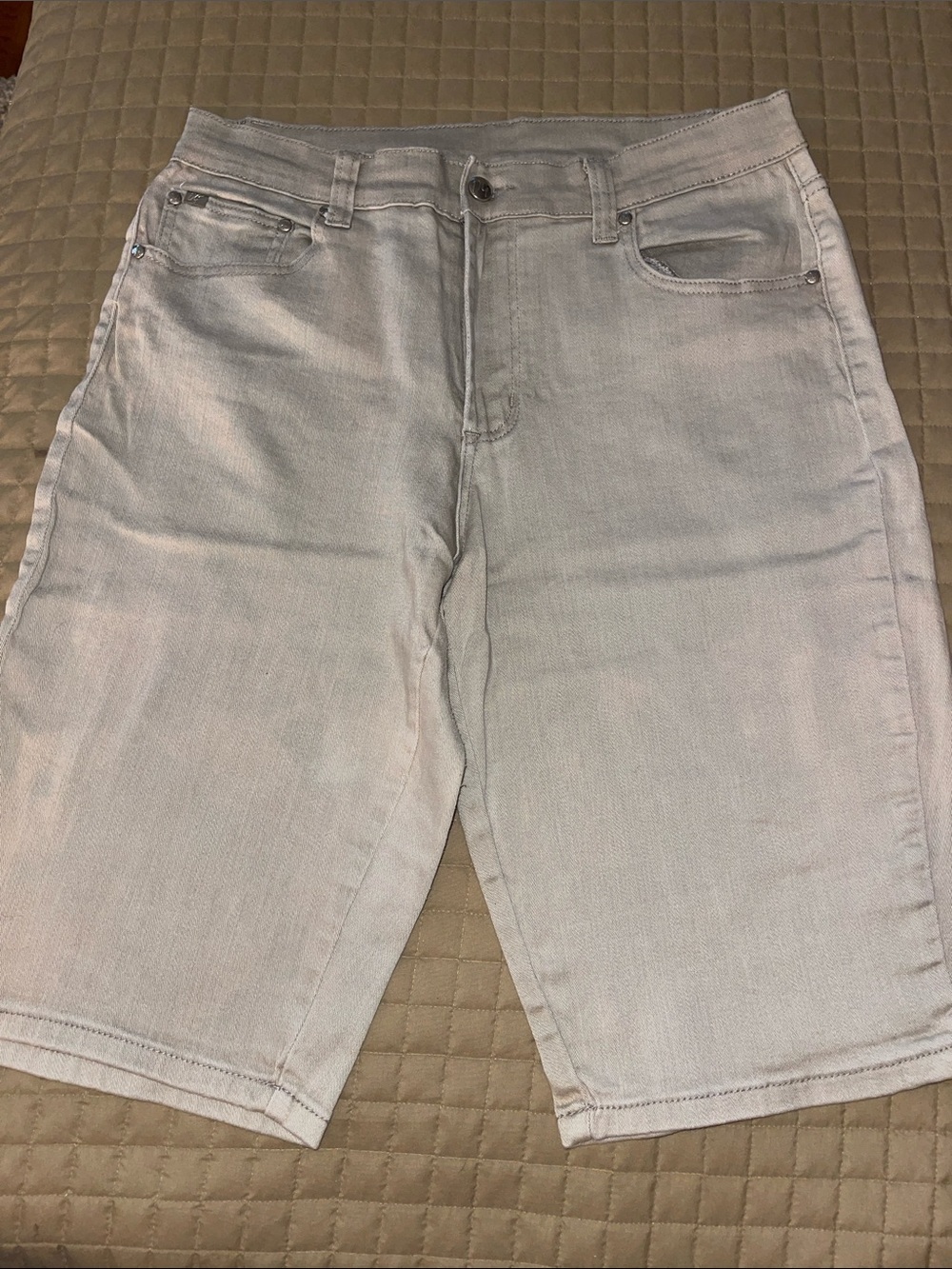 DG2 by Diane Gilman Khaki Color Denim Bermuda Shorts Size 12